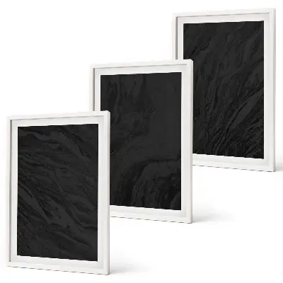 Conjunto de 3 quadros com moldura com estampas de texturas elegantes de mármore escuro