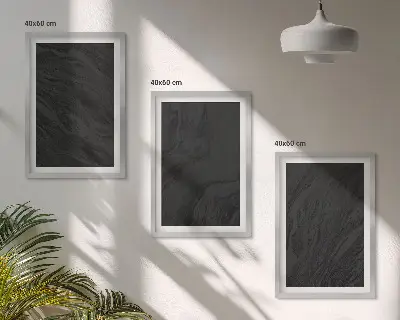 Conjunto de 3 quadros com moldura com estampas de texturas elegantes de mármore escuro