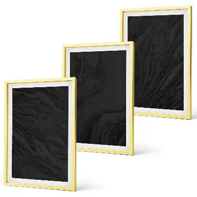 Conjunto de 3 quadros com moldura com estampas de texturas elegantes de mármore escuro