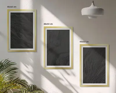 Conjunto de 3 quadros com moldura com estampas de texturas elegantes de mármore escuro