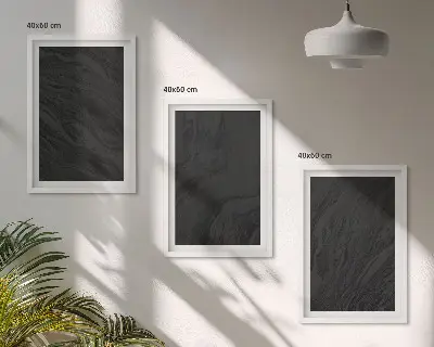 Conjunto de 3 quadros com moldura com estampas de texturas elegantes de mármore escuro