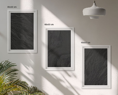 Conjunto de 3 quadros com moldura Texturas elegantes de mármore escuro