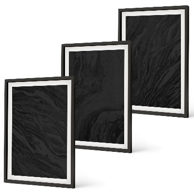 Conjunto de 3 quadros com moldura Texturas elegantes de mármore escuro