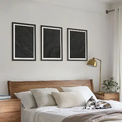 Conjunto de 3 quadros com moldura com estampas de texturas elegantes de mármore escuro