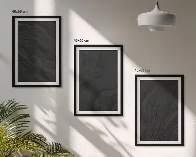 Conjunto de 3 quadros com moldura com estampas de texturas elegantes de mármore escuro