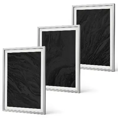 Conjunto de 3 quadros com moldura com estampas de texturas elegantes de mármore escuro