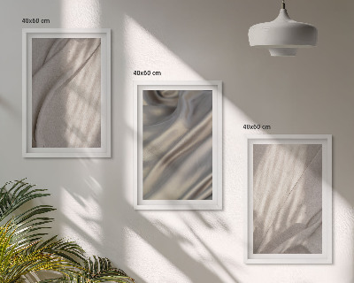 Conjunto de 3 quadros com moldura Tecidos boho naturais em close-up