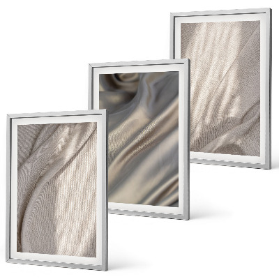 Conjunto de 3 quadros com moldura Tecidos boho naturais em close-up