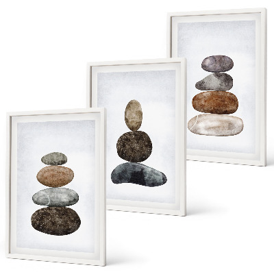 Conjunto de quadros para sala de estar Pedras minimalistas boho