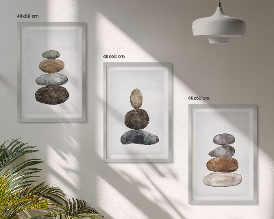 Conjunto de quadros para sala de estar Pedras minimalistas boho