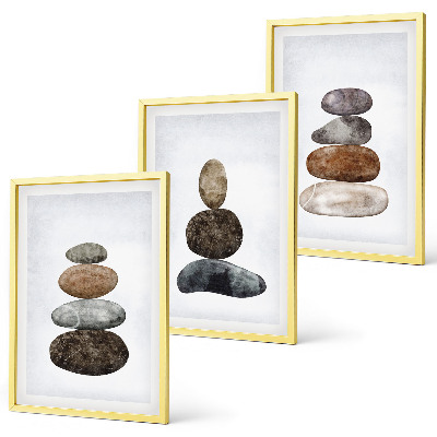 Conjunto de quadros para sala de estar Pedras minimalistas boho