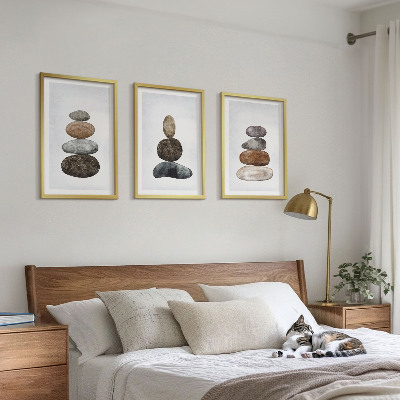 Conjunto de quadros para sala de estar Pedras minimalistas boho