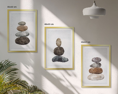 Conjunto de quadros para sala de estar Pedras minimalistas boho