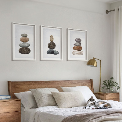 Conjunto de quadros para sala de estar Pedras minimalistas boho