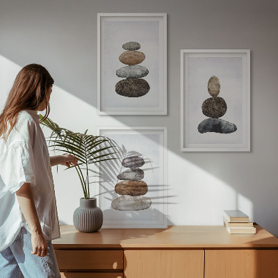Conjunto de quadros para sala de estar Pedras minimalistas boho