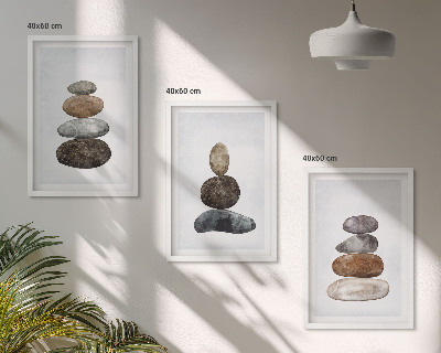 Conjunto de quadros para sala de estar Pedras minimalistas boho