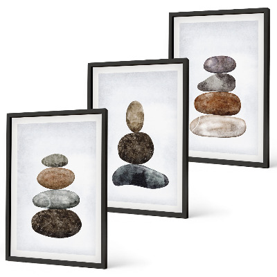 Conjunto de quadros para sala de estar Pedras minimalistas boho