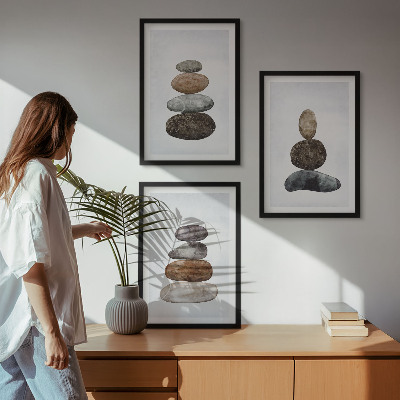 Conjunto de quadros para sala de estar Pedras minimalistas boho