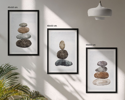 Conjunto de quadros para sala de estar Pedras minimalistas boho