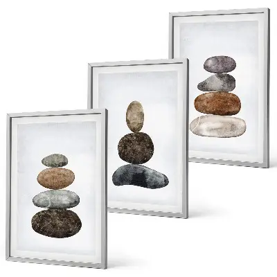 Conjunto de quadros para sala de estar com estética minimalista boho de pedras