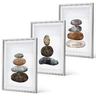Conjunto de quadros para sala de estar Pedras minimalistas boho