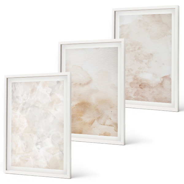 Conjunto de 3 quadros com moldura Texturas em tons pastel da moda
