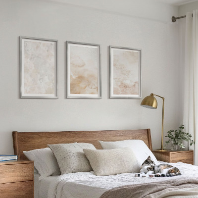 Conjunto de 3 quadros com moldura Texturas em tons pastel da moda