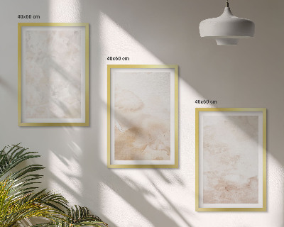 Conjunto de 3 quadros com moldura Texturas em tons pastel da moda