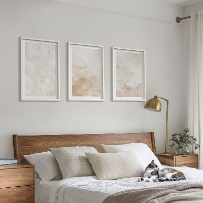 Conjunto de 3 quadros com moldura Texturas em tons pastel da moda