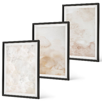 Conjunto de 3 quadros com moldura Texturas em tons pastel da moda