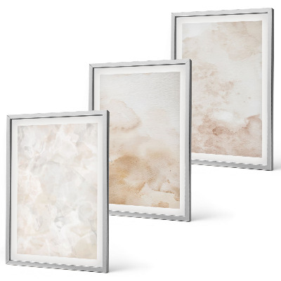 Conjunto de 3 quadros com moldura Texturas em tons pastel da moda