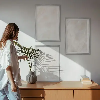 Conjunto de quadros para sala de estar estampa de mármore elegante