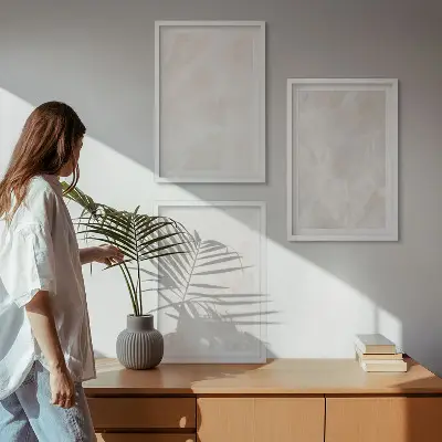 Conjunto de quadros para sala de estar estampa de mármore elegante