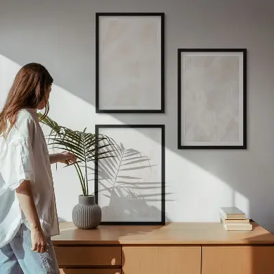 Conjunto de quadros para sala de estar estampa de mármore elegante