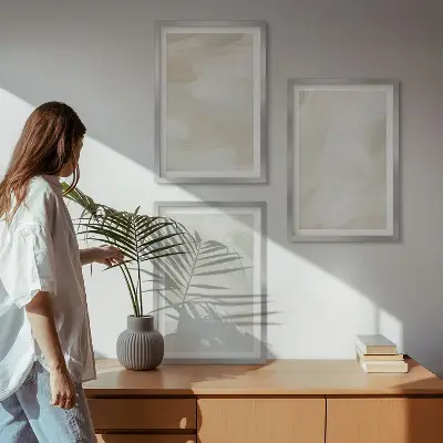 Conjunto de quadros decorativos modernos com estampas abstratas em cores vibrantes estilo boho