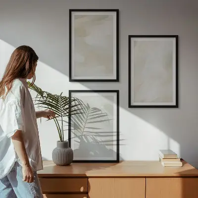 Conjunto de quadros decorativos modernos com estampas abstratas em cores vibrantes estilo boho