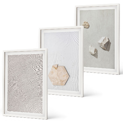 Conjunto de 3 quadros com moldura Texturas de areia boho leves