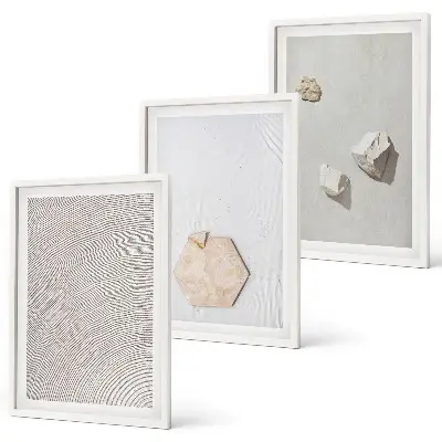 Conjunto de 3 quadros com moldura texturas de areia estilo boho