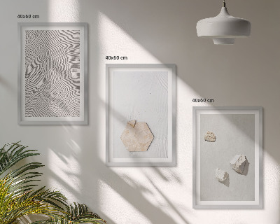 Conjunto de 3 quadros com moldura Texturas de areia boho leves