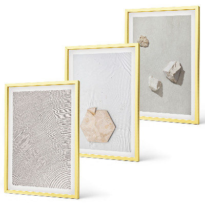 Conjunto de 3 quadros com moldura Texturas de areia boho leves