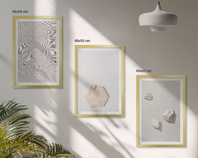 Conjunto de 3 quadros com moldura Texturas de areia boho leves