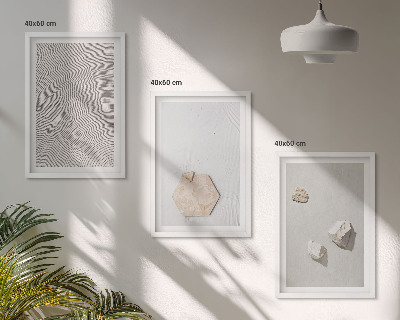 Conjunto de 3 quadros com moldura Texturas de areia boho leves