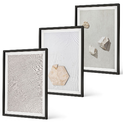 Conjunto de 3 quadros com moldura Texturas de areia boho leves