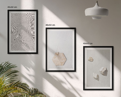 Conjunto de 3 quadros com moldura Texturas de areia boho leves