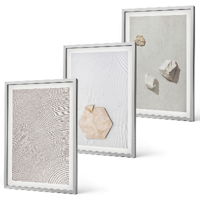 Conjunto de 3 quadros com moldura Texturas de areia boho leves