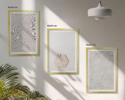 Conjunto de quadros para sala de estar com estampas de texturas de areia estilo boho