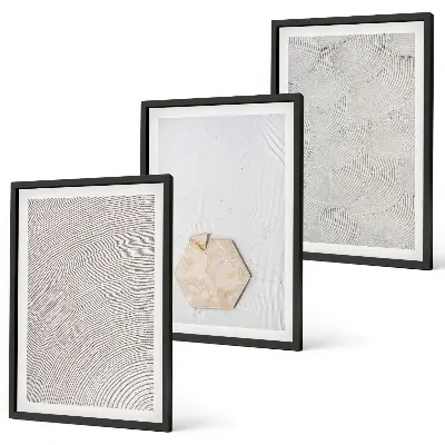 Conjunto de quadros para sala de estar com estampas de texturas de areia estilo boho
