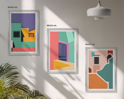 Conjunto de quadros para sala de estar Ilustrações coloridas da cidade