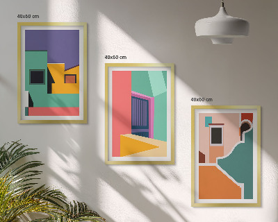 Conjunto de quadros para sala de estar Ilustrações coloridas da cidade