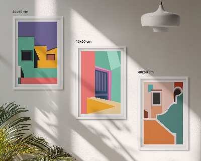 Conjunto de quadros para sala de estar Ilustrações coloridas da cidade